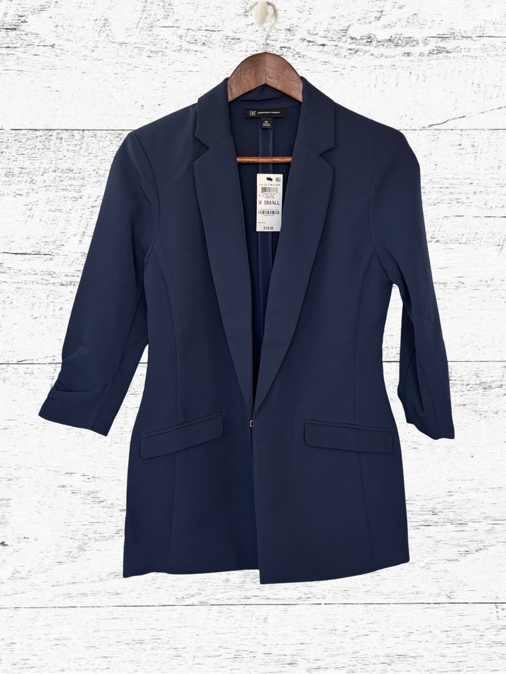 INC International Concepts Navy Longline Blazer